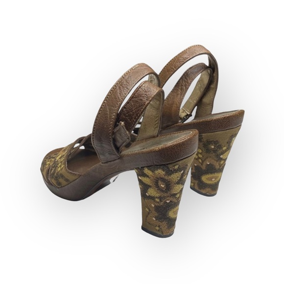 Kenneth Cole ❁ Afterflower Ankle Strap Embroidered Leather Heels ❁ Brown ❁ 9M ❁ - Picture 5 of 16